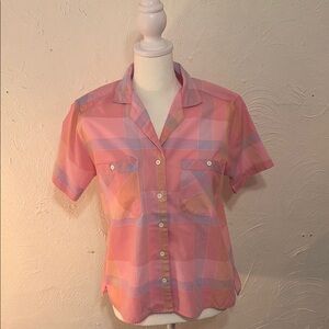 Vintage Pastel Plaid Button-Up Shirt
